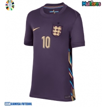 Camisa de Futebol Inglaterra Jude Bellingham #10 Equipamento Secundário Mulheres Europeu 2024 Manga Curta